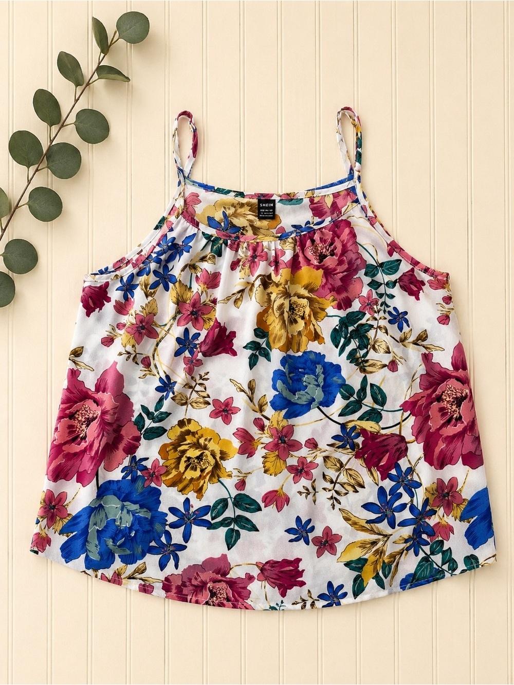 SHEIN Floral Adjustable Strap Cami Tank Top Size Large Boho